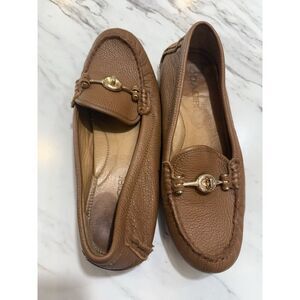 Coach Shoes Womens ARLENE Loafers Gold Tone Chestnut Brown 7 B